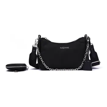 NOMK Nylon Fabric Shoulder Bag Combo Bag Shoulder Bag Crossbody Bag Regular Unisex Black