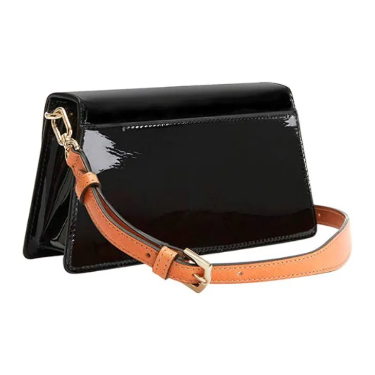 Furla Shiny Leather Crossbody Bag, Shoulder Bag Women's Black-3