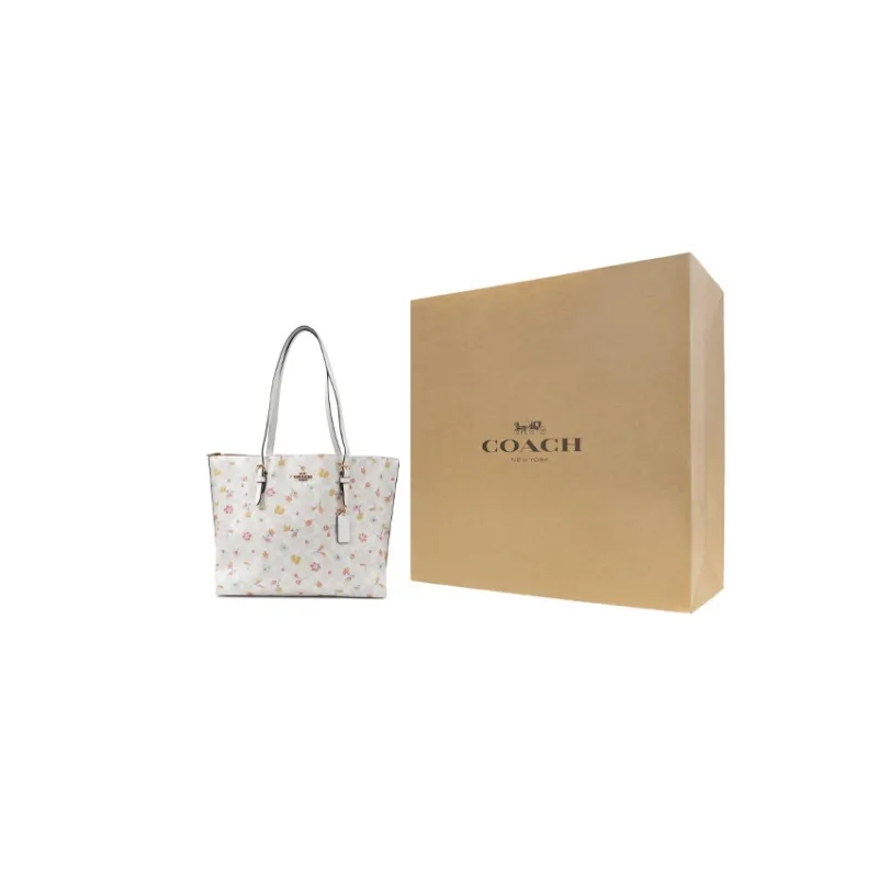 COACH Mollie Leather Tote Bag, Shopping Bag, Shoulder Bag Tubas Women's White-6