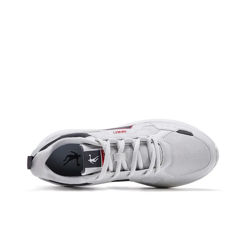 QIAODAN Lightweight Breathable And Wear-Resistant Low-Top Running Shoes Men's White Gray-2