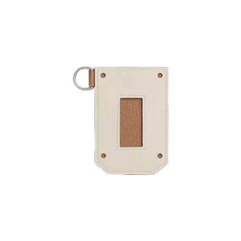 HERMES Colormatic Swift Calfskin With Mysore Goat Skin Card Holder Women's Cream White/Bird Wood Color