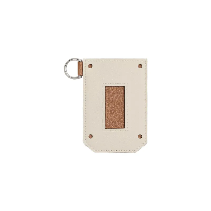 HERMES Colormatic Swift Calfskin With Mysore Goat Skin Card Holder Women's Cream White/Bird Wood Color-0
