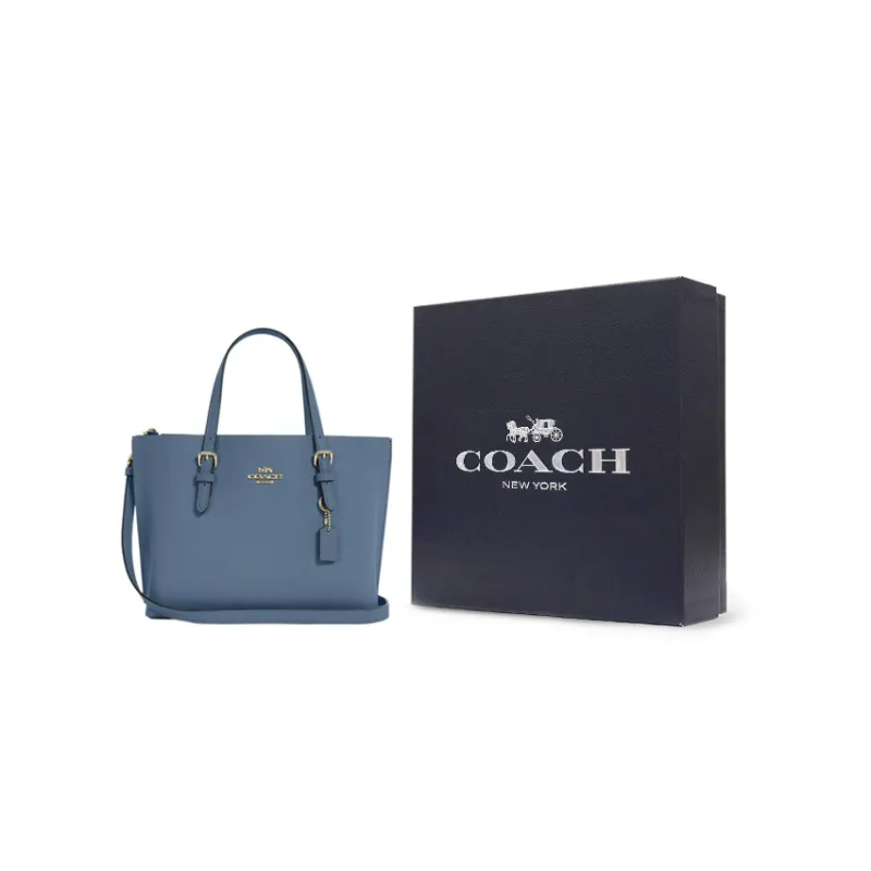 COACH Mollie Double Sided Leather Shoulder Bag, Crossbody Bag, Handbag Medium Size Women's Indigo-4