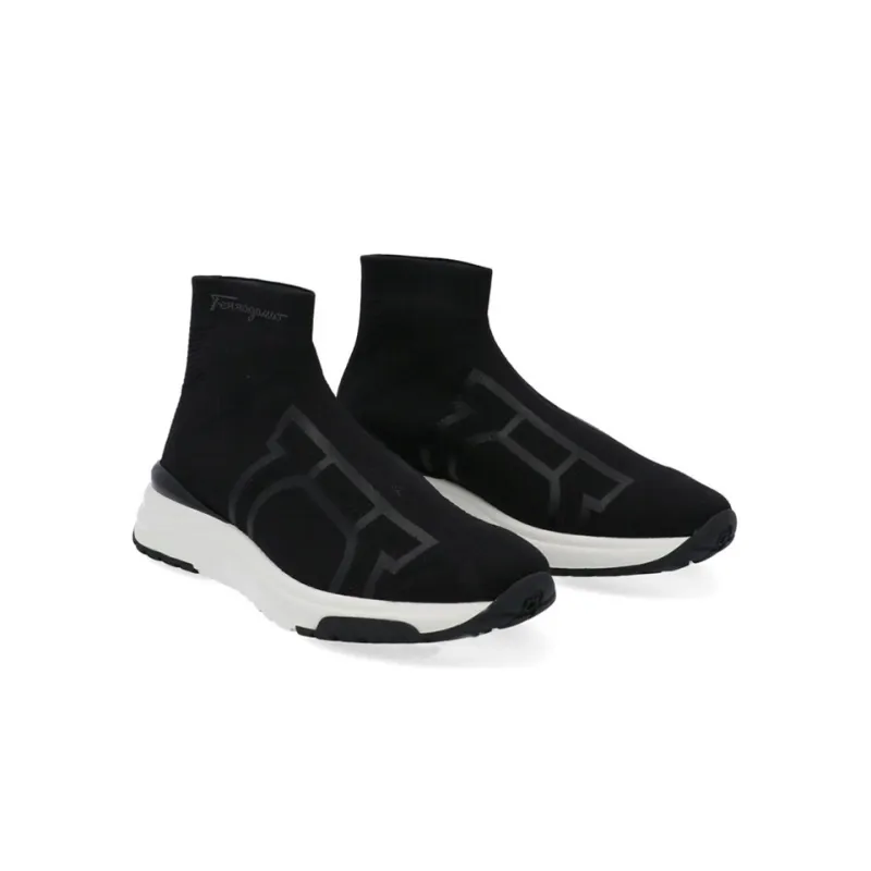FERRAGAMO GANCINI Cushioned Anti Slip And Wear Resistant Lightweight High Top Sports Casual Shoes Men's Black-2