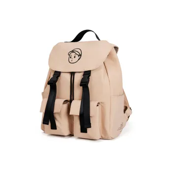 Finerworld Nylon Backpack Medium Size Unisex Black, Sand