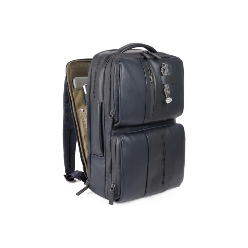 PIQUADRO Leather Backpack Unisex Black-1