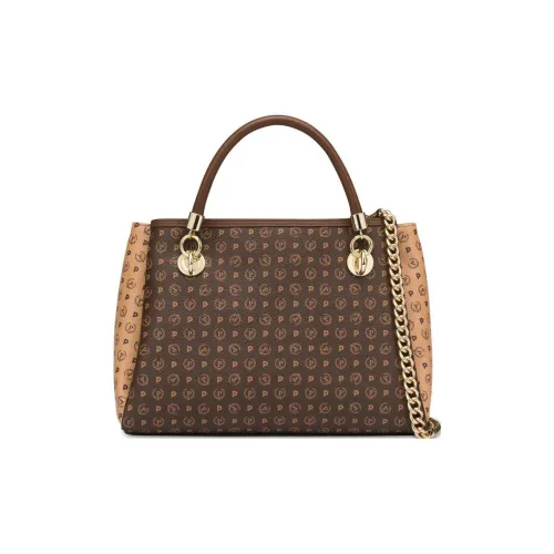 Pollini PVC Shoulder Bag, Crossbody Bag, Handbag Women's Brown/Beige