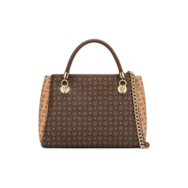 Pollini PVC Shoulder Bag, Crossbody Bag, Handbag Women's Brown/Beige-0