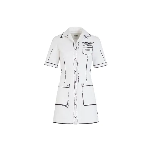 FENDI Short-Sleeved Dresses Women's White