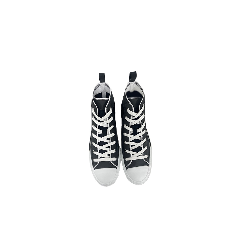 DIOR Canvas Shoes Men High-Top Black - POIZON