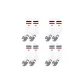 4 Pack (White Black Red+White Black Red+White Blue Red+White Blue Red)