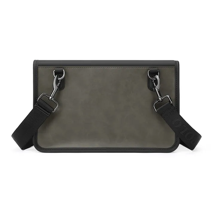 POLO Synthetic Leather Crossbody Bag Shoulder Bag Medium Size Men's Gray Green-3