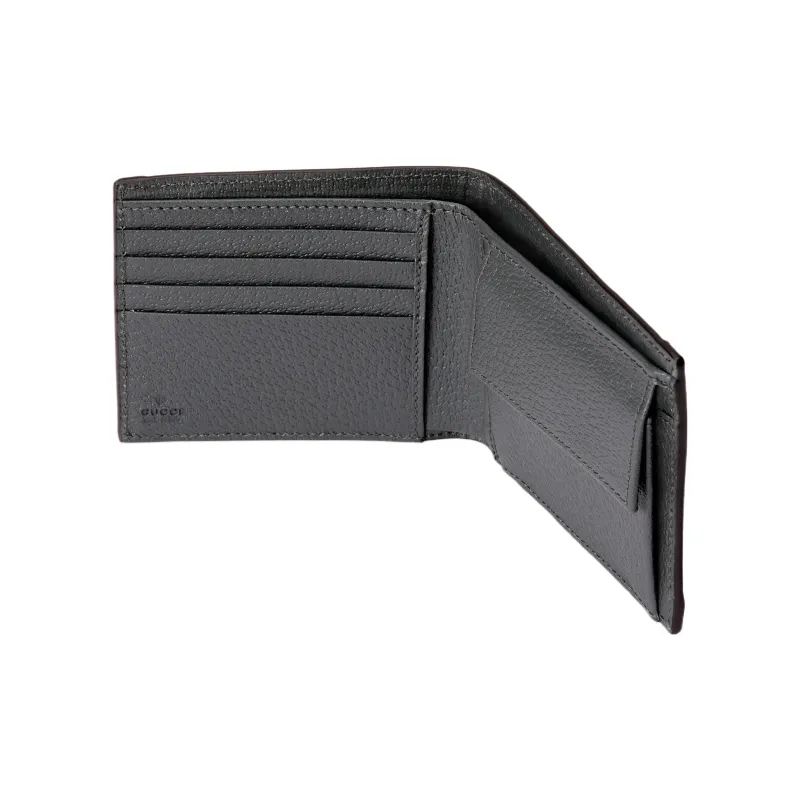 GUCCI Canvas With Leather Trim Card Holder, Wallet Men's Gray-3