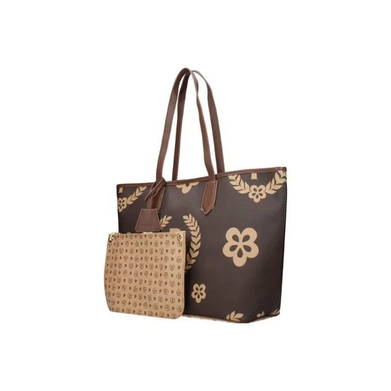 Pollini Polyvinyl Chloride Shopping Bag, Handbag, Shoulder Bag Women's Brown-1
