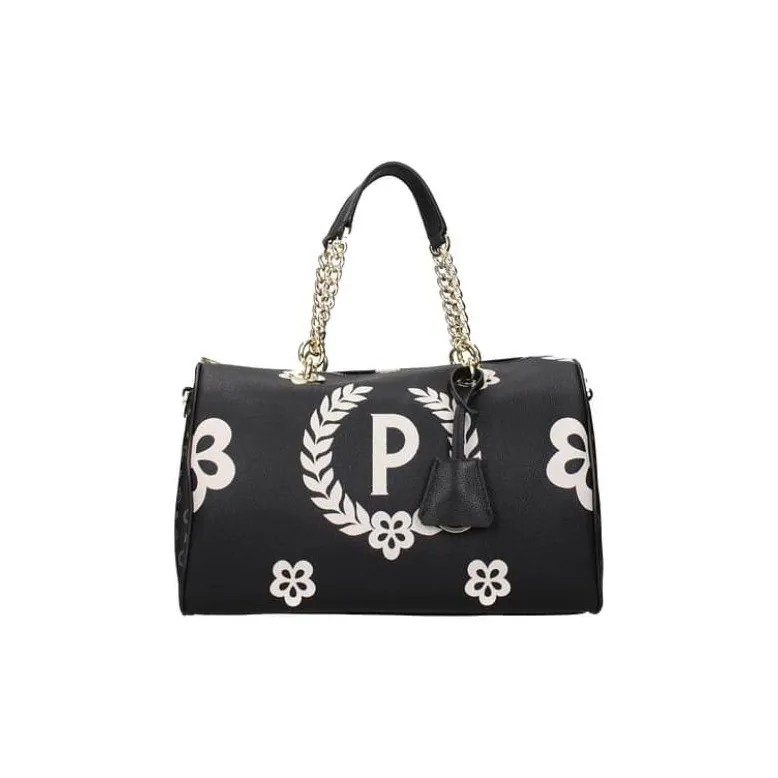 Pollini PVC Shoulder Bag, Crossbody Bag, Handbag Women's Black-0