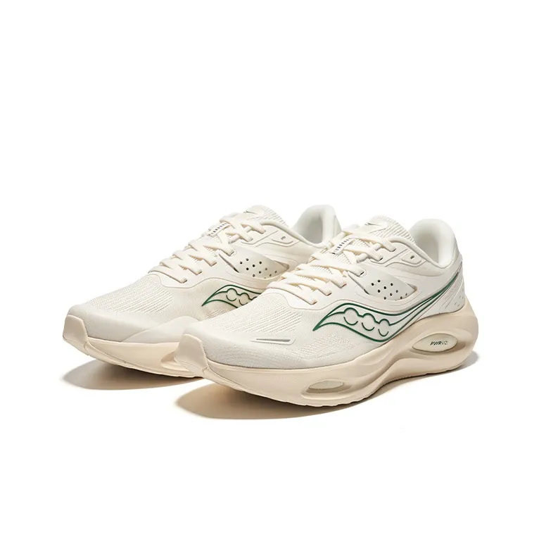 Saucony Phoenix LS Cushioning Breathable Coverage Low Top Training Running Shoes Men's Beige Green-2