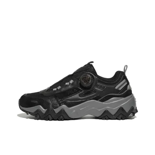 FILA Oakmont Tr Dial V2 Cushioning Anti-Slip And Wear-Resistant Low-Top Casual Shoes Unisex Black Gray Korean Style