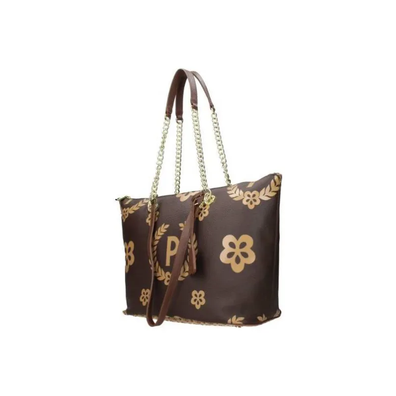Pollini Leather Handbag, Shoulder Bag Medium Size Women's Brown-1