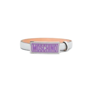 MOSCHINO Leather Belts Men Silver