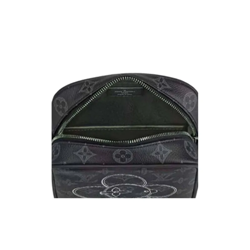 LOUIS VUITTON Small Canvas With Leather Shoulder Bag, Crossbody Bag Regular Men's Black-5