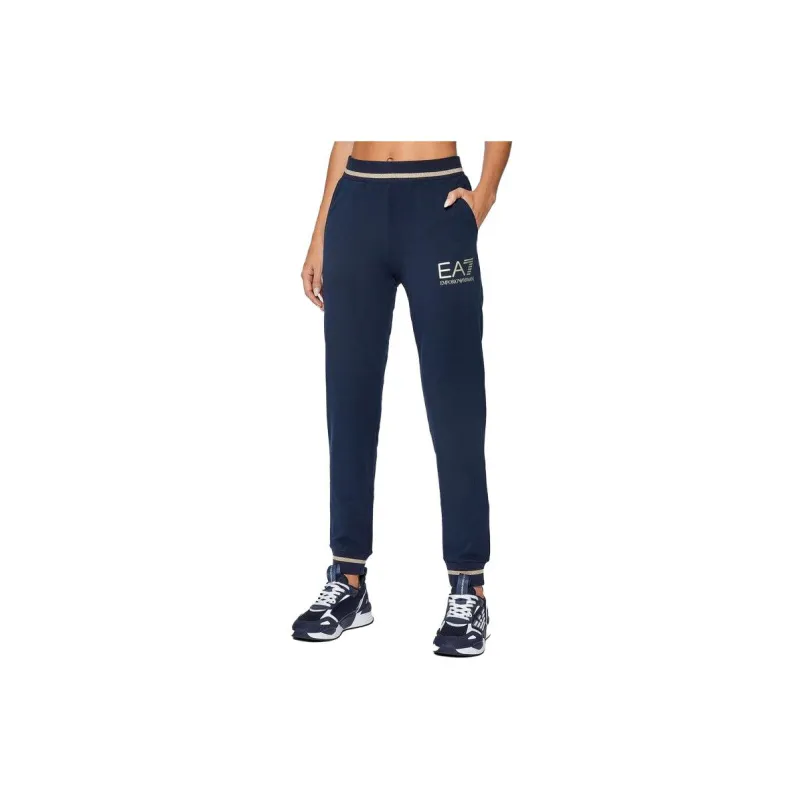 EMPORIO ARMANI EA7 SS23 Knitted Sports Pants Women's Marine Blue-2