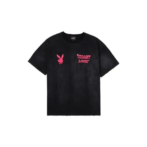 Playboy SSSAINT LOUIS X Playboy Co-branded Series T-Shirts Unisex Washed Black