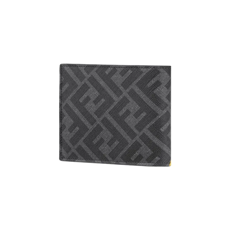FENDI Cow Leather Leather Clip Wallet Men's Gray-1