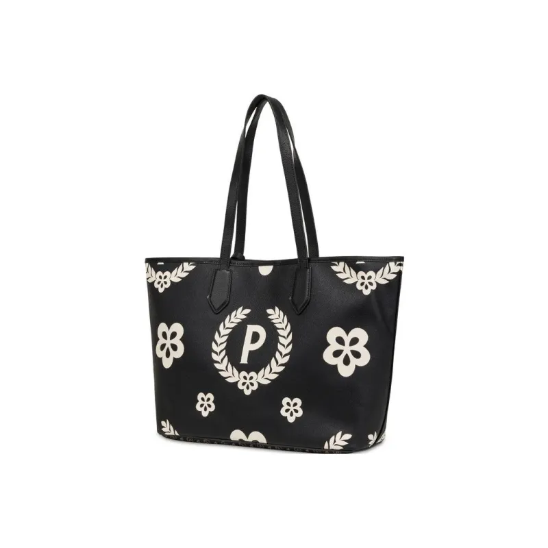 Pollini Cow Leather Shopping Bag, Handbag, Shoulder Bag Women's Black-3
