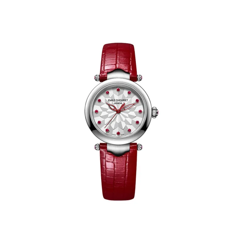 EMILE CHOURIET Automatic Mechanical Movement Women's Watch Watch 29.2mm Silver Dial Stainless Steel Case Leather Strap-0