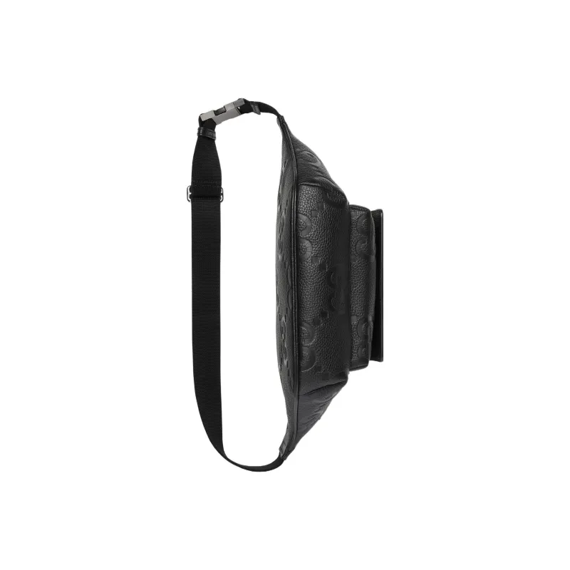 GUCCI Leather Sling Bag Fanny Pack Men's Black-6