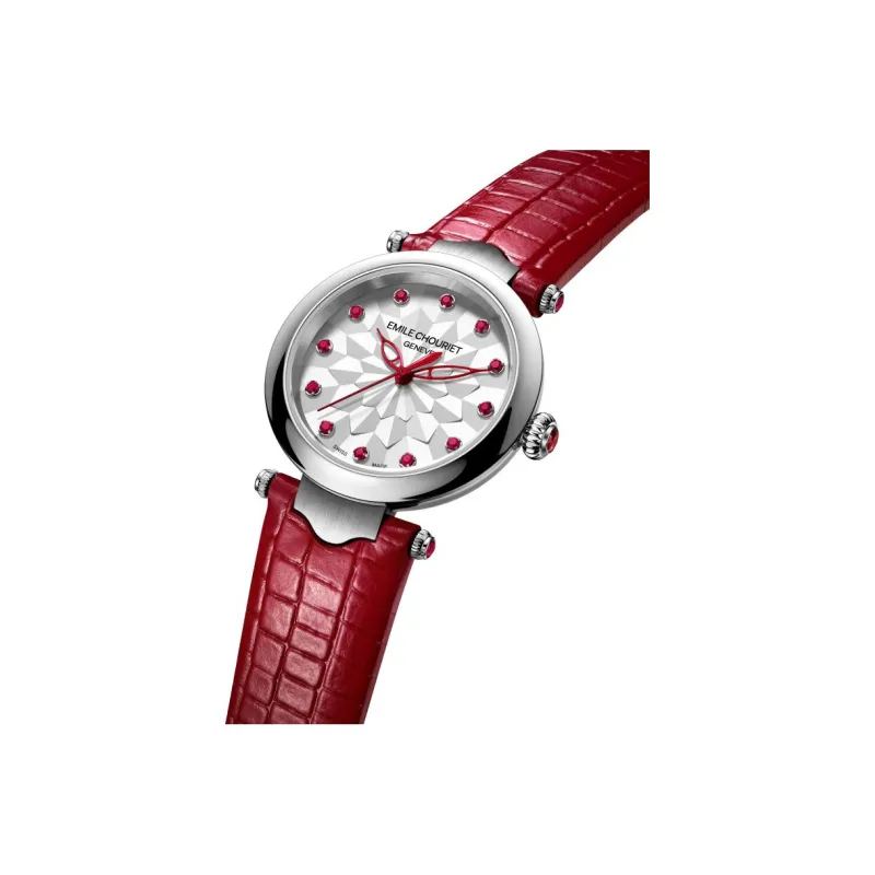 EMILE CHOURIET Automatic Mechanical Movement Women's Watch Watch 29.2mm Silver Dial Stainless Steel Case Leather Strap-2