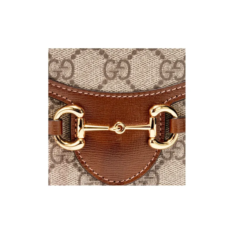 GUCCI Horsebit 1955 Canvas With Leather Cell Phone Pouch, Cigarette Case, Bag, Crossbody Bag, Shoulder Bag Unisex-5