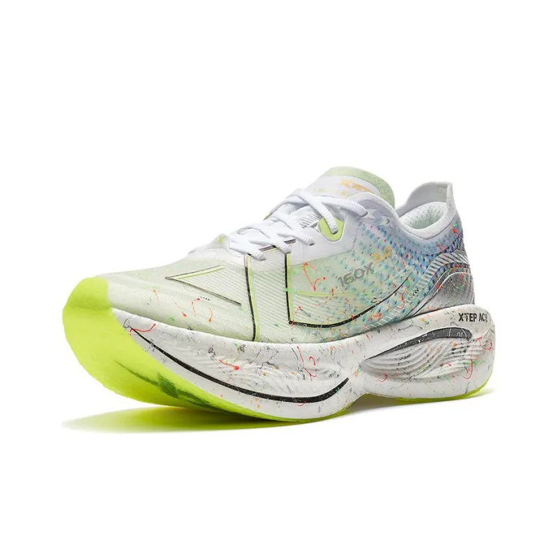 XTEP 160X 3.0 Pro Anti Slip Wear Resistant Low Top Running Shoes Women's White Green Blue-1