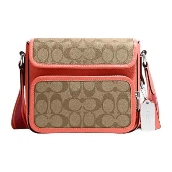 COACH Sullivan Flap With Cow Leather Multifunctional Crossbody Bag Regular Men's Red & Brown