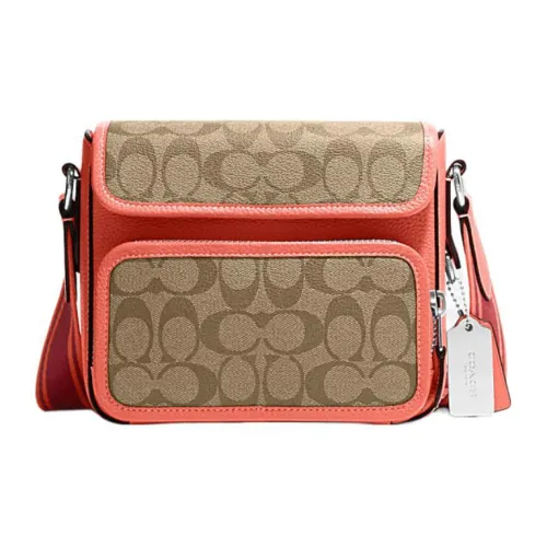 COACH Sullivan Flap With Cow Leather Multifunctional Crossbody Bag Regular Men's Red & Brown