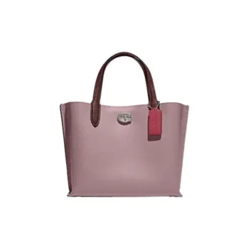 COACH Willow Leather Tote Bag, Shopping Bag, One Shoulder Handbag Medium Size Women's Washed Purple