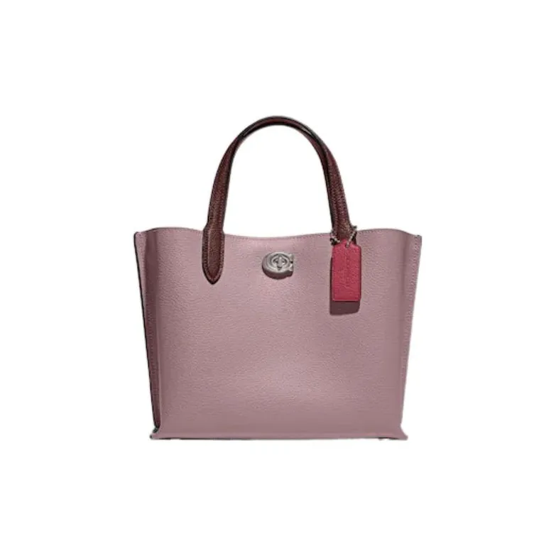 COACH Willow Leather Tote Bag, Shopping Bag, One Shoulder Handbag Medium Size Women's Washed Purple-0