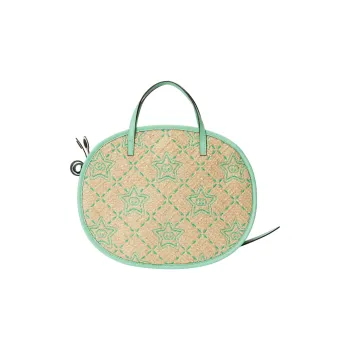 GUCCI Raffia With Leather Handbag Regular Kids' Beige/Light Green