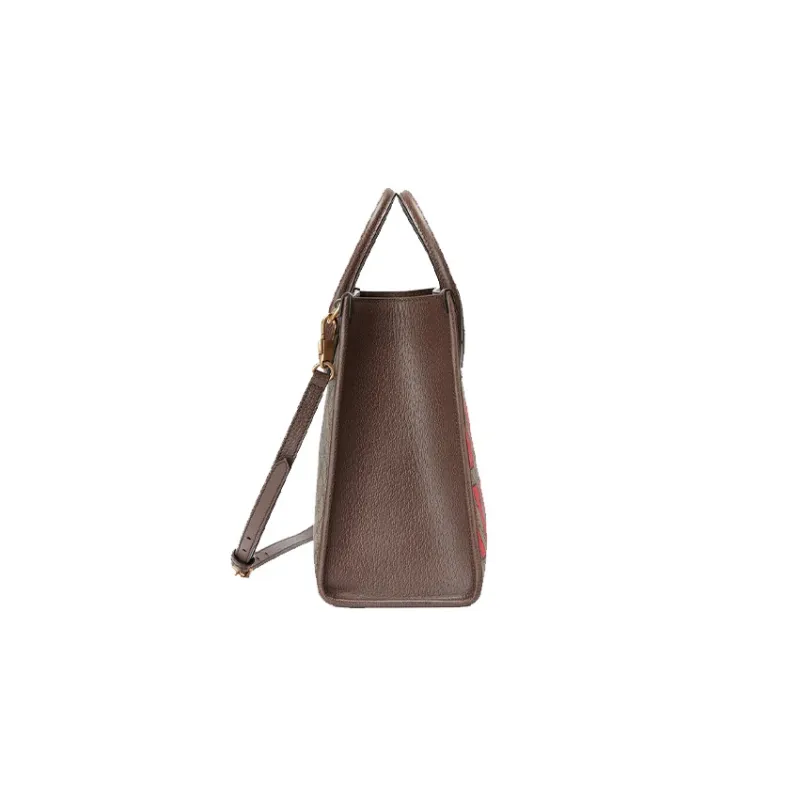 GUCCI Canvas With Leather Handbag Small Size Unisex Ebony/Brown-1