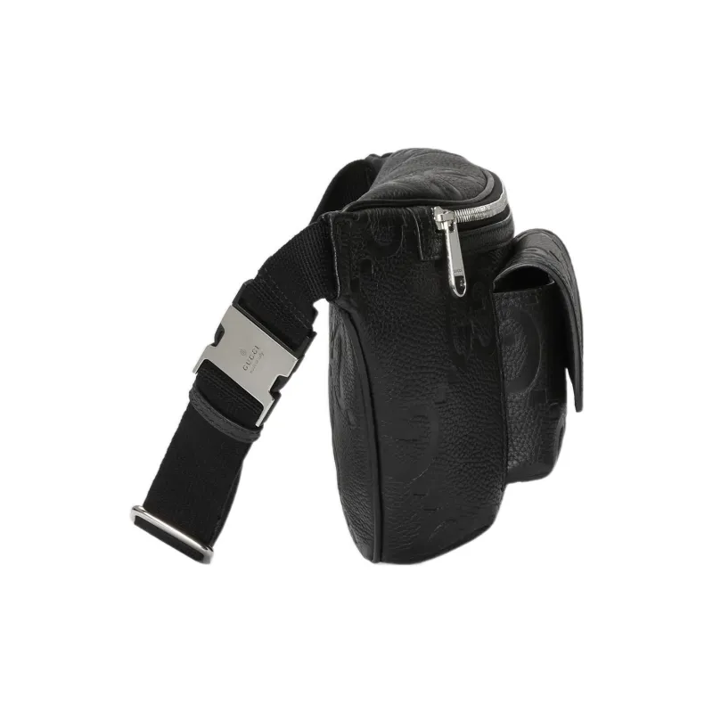 GUCCI Leather Sling Bag Fanny Pack Men's Black-3