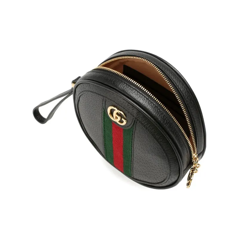 GUCCI Ophidia Cow Leather Coin Purse Wrist Bag Portable Clutch Women's Black-4