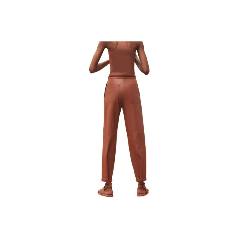 HERMES Knitted Sweatpants Women's Brown-1