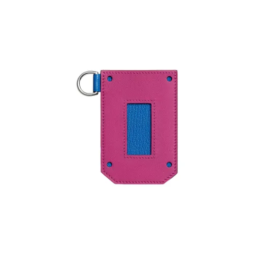 HERMES Swift Calfskin With Mysore Goat Skin Card Holder Women's Magnolia Pink/Mermaid Blue