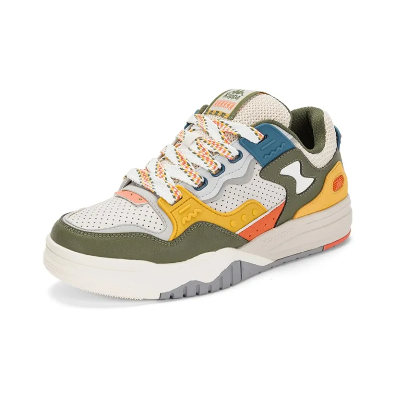Kappa Low Top Skateboard Shoes Unisex White Green Yellow-1