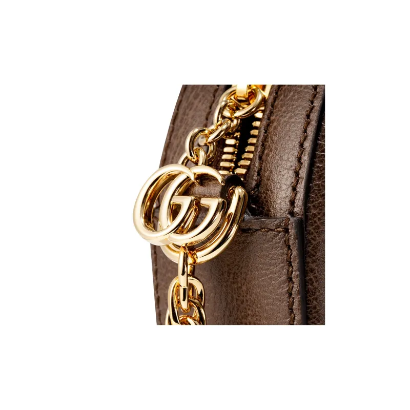GUCCI Ophidia Canvas With Leather Round Bag Chain Shoulder Bag Crossbody Bag Mini Women's Ebony/Brown-4