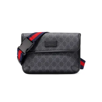 GUCCI Canvas With Leather Sling Bag Fanny Pack Regular Men's Black