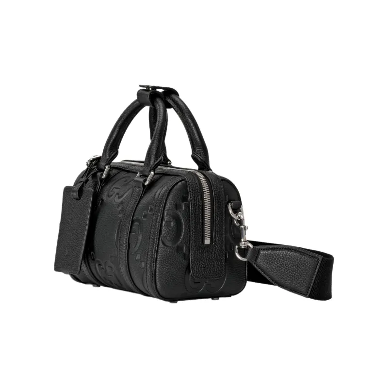 GUCCI Leather Cylinder Bag Handbag Shoulder Bag Crossbody Bag Travel Bag Mini Men's Black-1