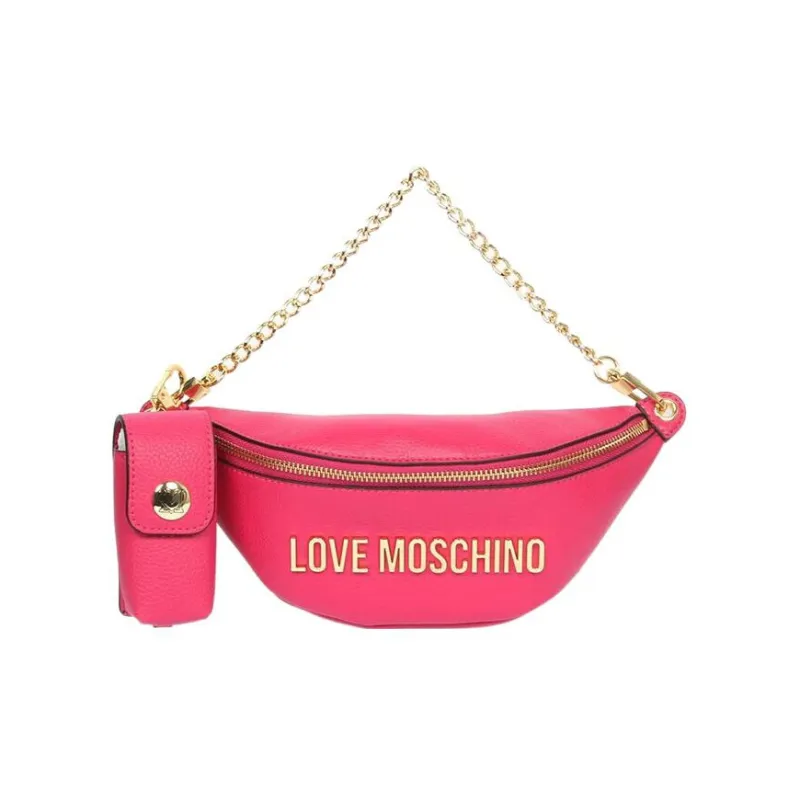LOVE MOSCHINO PU Combo Bag Dumpling Bag One Shoulder Handbag Women's Rose Red-0
