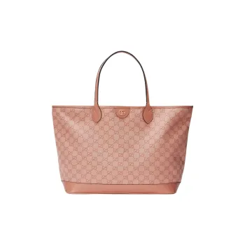 GUCCI Ophidia Canvas With Leather Tote Bag Shopping Bag Handbag Large Size Women's Pink