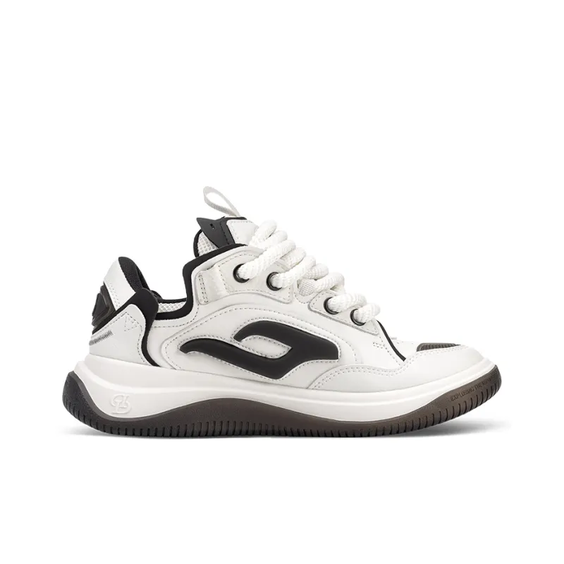 Daisy Fellowes Rocket 001 Low Top Stylish Skateboarding Shoes Unisex White Black-1